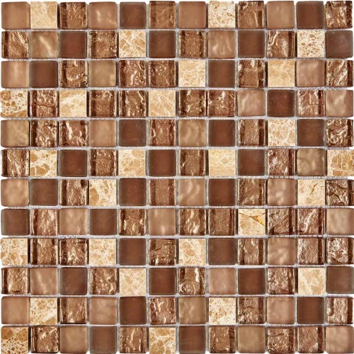 Мозаика из мрамора и стекла Pixel mosaic Камень и стекло чип 23x23 мм сетка Pix 722 30х30 см
