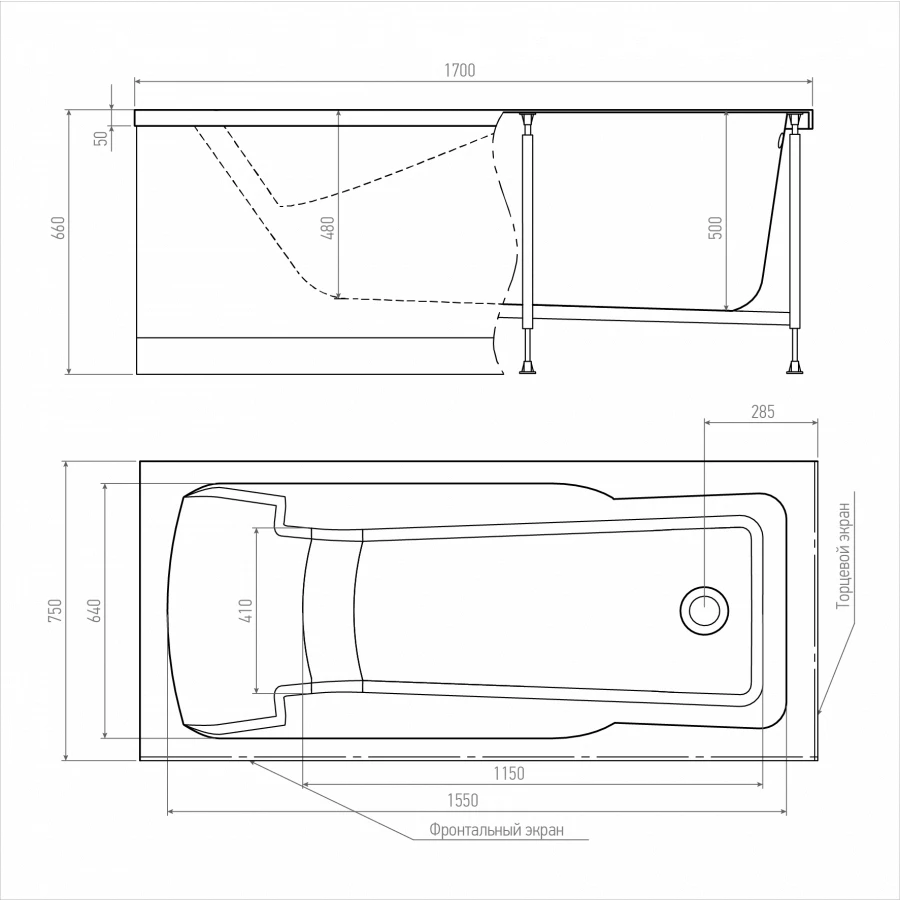 Акриловая ванна Timo Hella HELLA1775 170x75x63 см