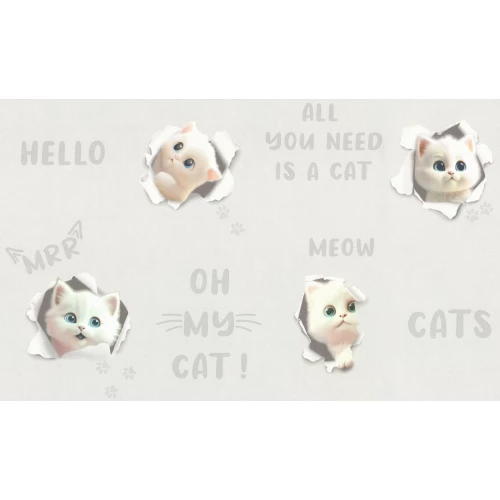 Обои флизелиновые Palitra Home 3D Cats HomeColor серые HC72285-14 1,06х10,05 м