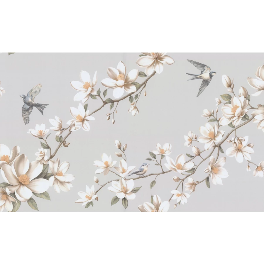 Обои флизелиновые Palitra Life Magnolia серые PL72535-14 1,06х10,05 м