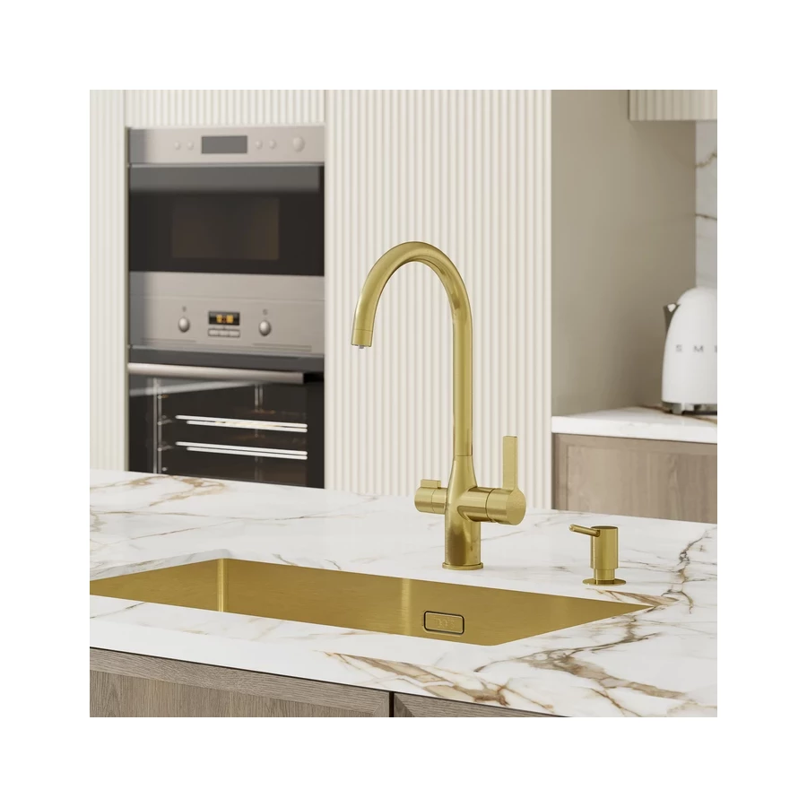 Смеситель для кухни Iddis Pure с каналом для фильтрованной воды матовое золото PURMGFJi05