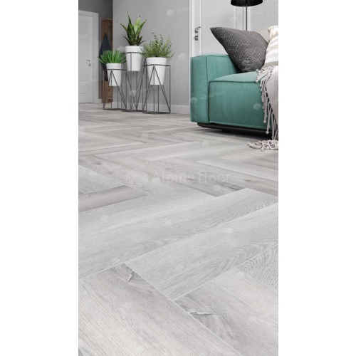 Каменный SPC ламинат Alpine Floor Parquet Light синхронное тиснение Дуб Лейтена ЕСО 13-18 43 класс 4 мм 1.95 кв.м 60х12.5 см