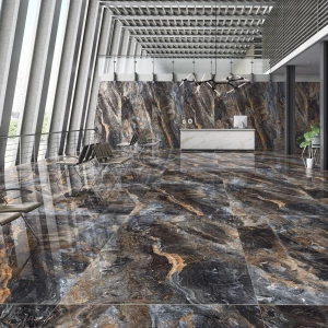 Керамогранит Neodom Titanium Lawa Nero Polished глянцевый черный N20340 280х120 см