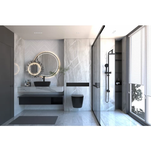 Комплект подвесной унитаз Abber Bequem AC1100MB черный матовый с инсталляцией AC0105 кнопкой AC0120MB черная матовая