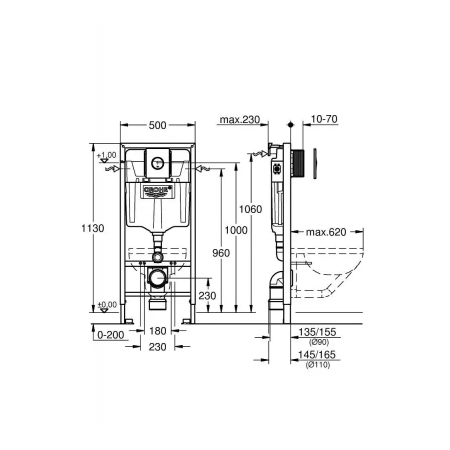 Инсталляция для унитаза Grohe Rapid SL в комплекте с клавишей 38813001