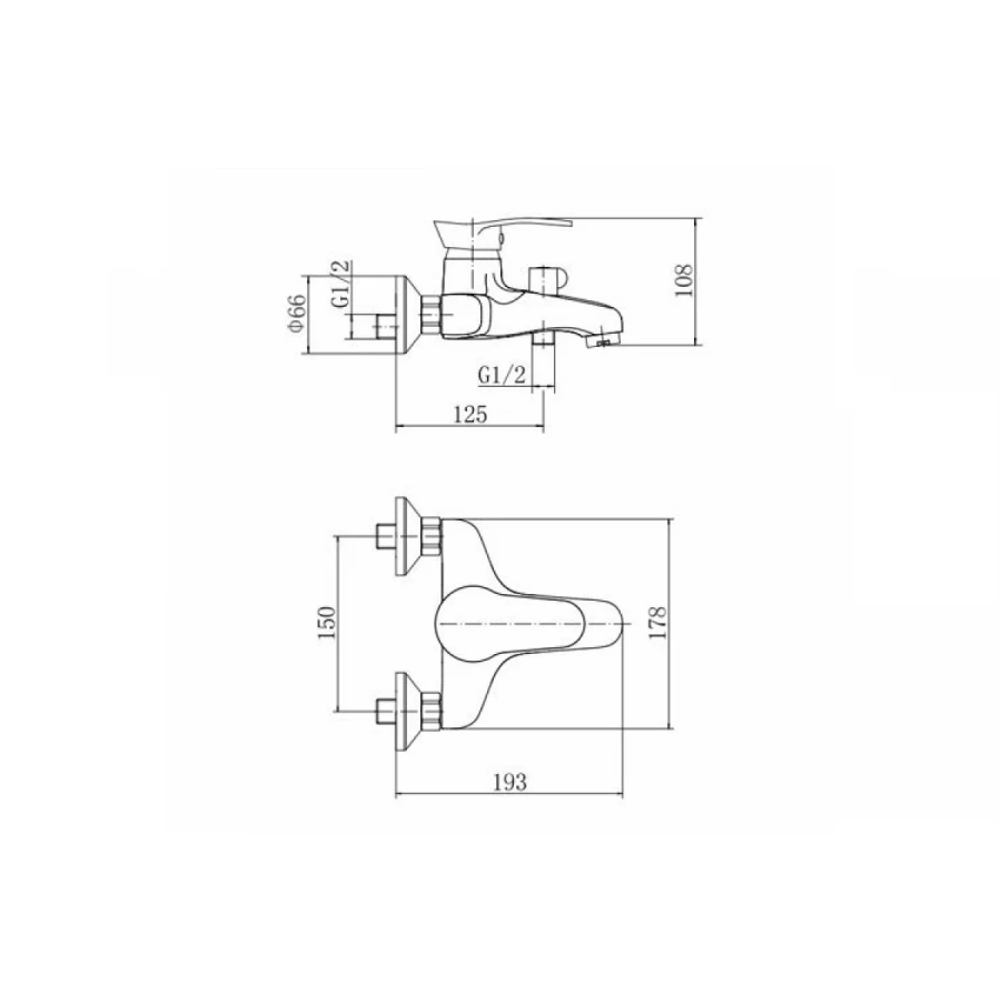 Смеситель для ванны и душа Fashun Хром A3201