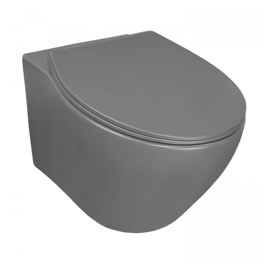 Унитаз подвесной Azario Keras безободковый с быстросъемным сиденьем микролифт серый матовый AZ-99046G 37х52х36 см