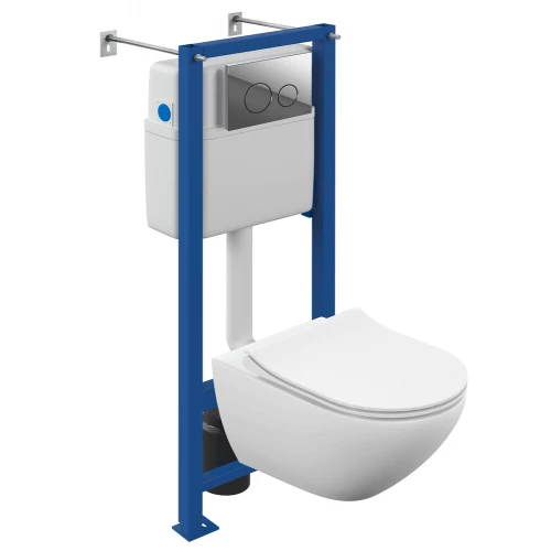 Комплект Cersanit Street Fusion Vortex Dpl Eo slim с инсталяцией Vector кнопка Twins хром глянец A64578