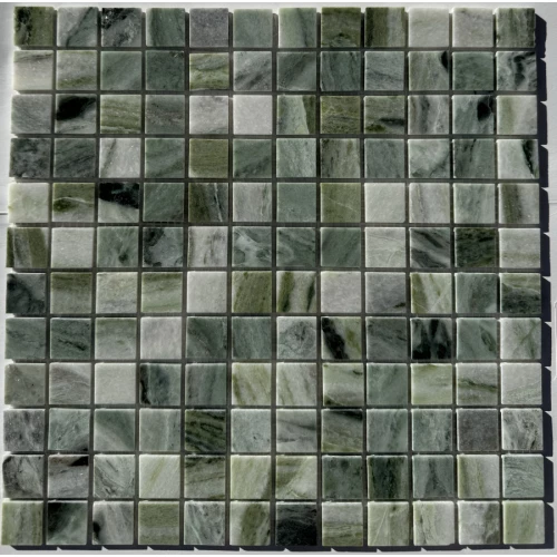 Мозаика Pixel mosaic Мрамор Jet Green чип 23х23 мм сетка Полированная Pix 314 30,5х30,5 см