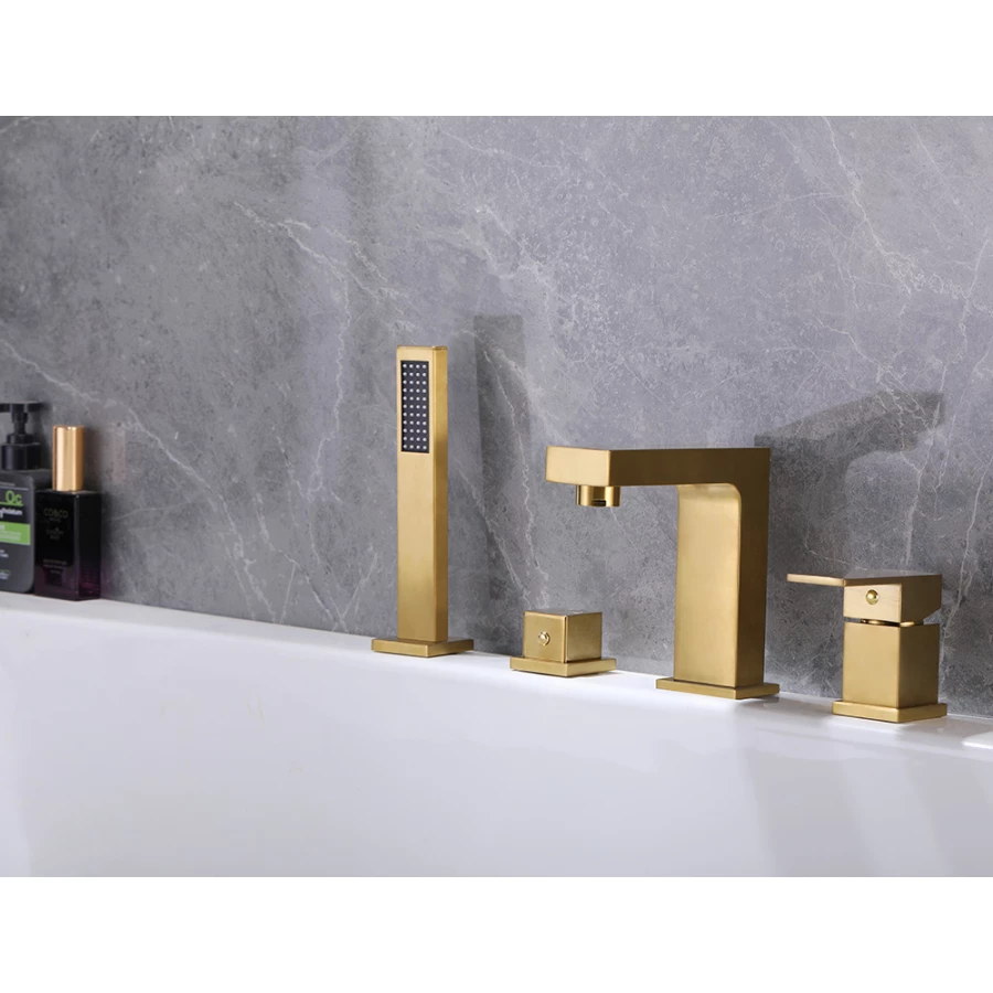 Смеситель Abber Daheim AF8213G на борт ванны, золото матовое