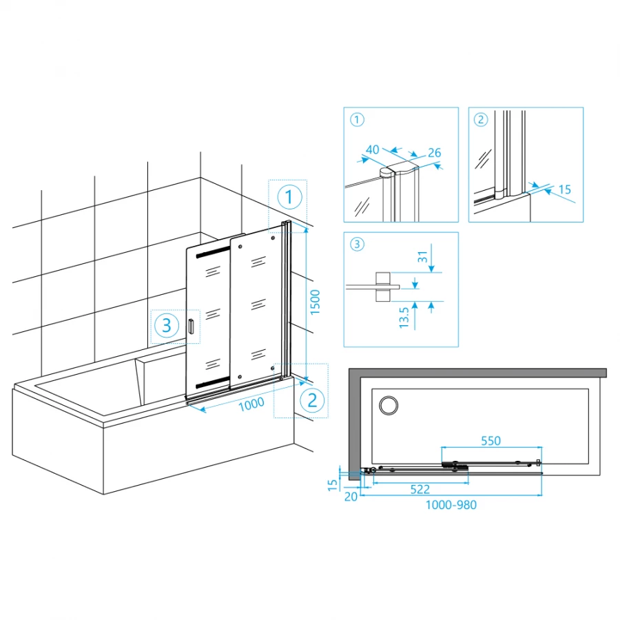 Шторка на ванну RGW SC-44 03114410-11 прозрачное