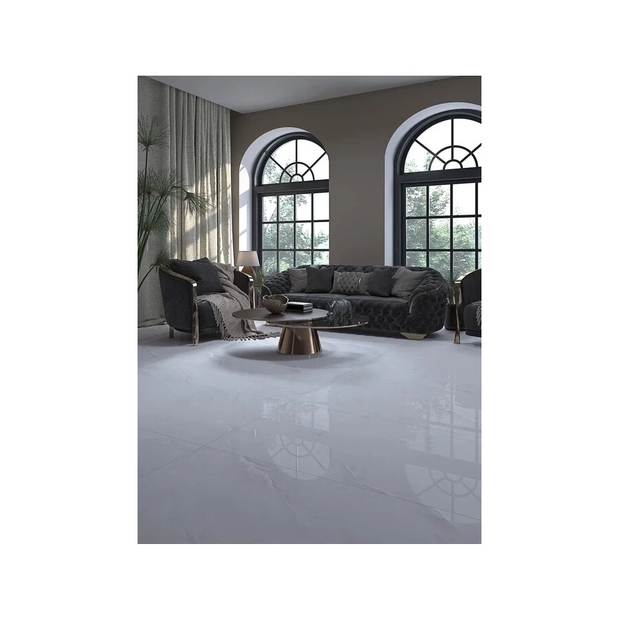 Керамогранит Meili Ceramic Dennis Polish глянцевый светло-серый 160х80 см