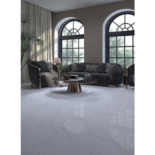 Керамогранит Meili Ceramic Dennis Polish глянцевый светло-серый 160х80 см