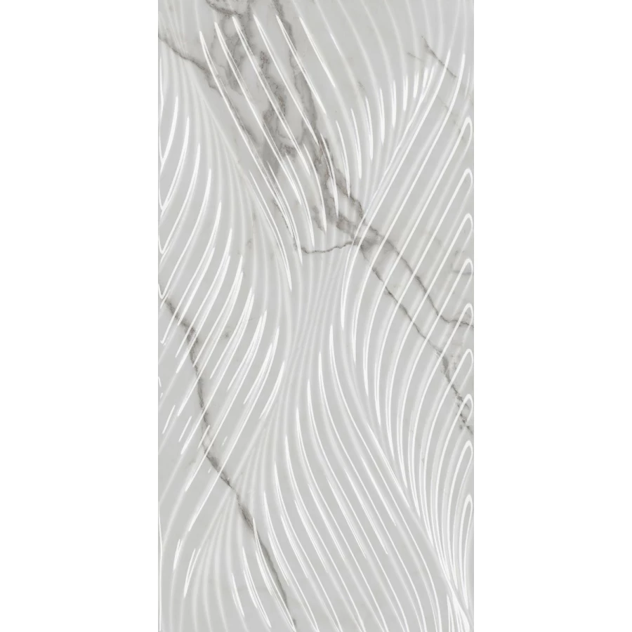 Плитка настенная Kerama Marazzi Коррер структура обрезная глянцевая белая 11281R 60x30 см