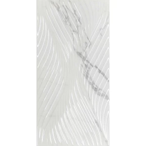 Плитка настенная Kerama Marazzi Коррер структура обрезная глянцевая белая 11281R 60x30 см