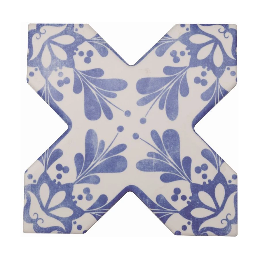 Керамогранит Cevica Becolors Cross Dec Stencil Electric Blue матовый синий CV67391 13,25х13,25 см