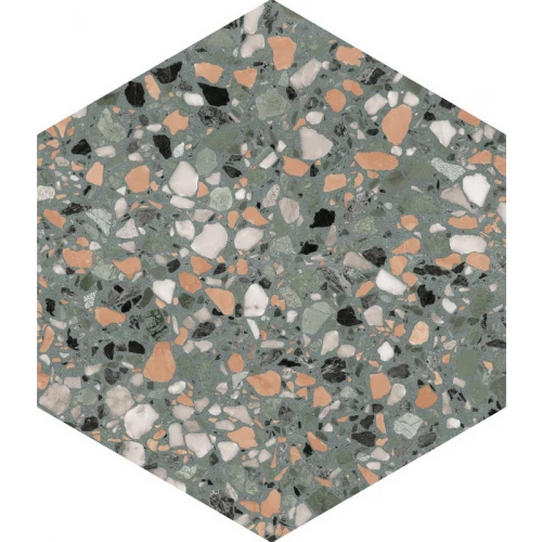 Керамогранит DNA Tiles Терраззо Теал / Terrazzo Teal матовый серый 123384 37х37 см