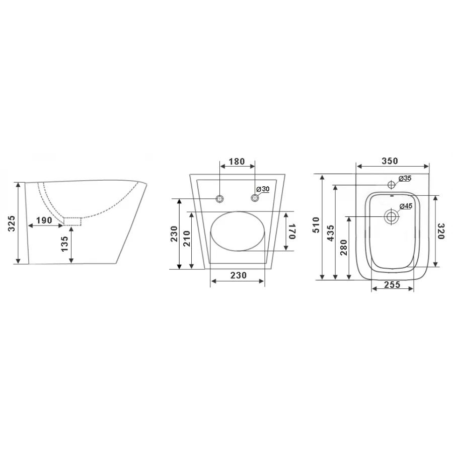 Биде подвесное Timo Soli TK-304 51x35x32.5 см
