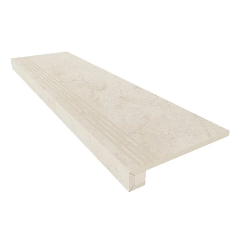 Комплект Estima Marmulla Ступень MA02 33x120 неполированный прямоугольный бортик с насечками Подступенок 14,5x120 34880