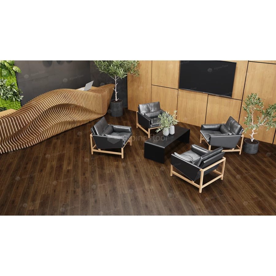 Каменный SPC ламинат Alpine Floor Grand Sequoia синхронное тиснение Шерман ECO 11-33 43 класс 4 мм 2.232 кв.м 122х18.3 см