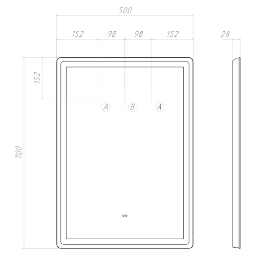 Зеркало Vigo Geometry Classic 500 70 50x70 см