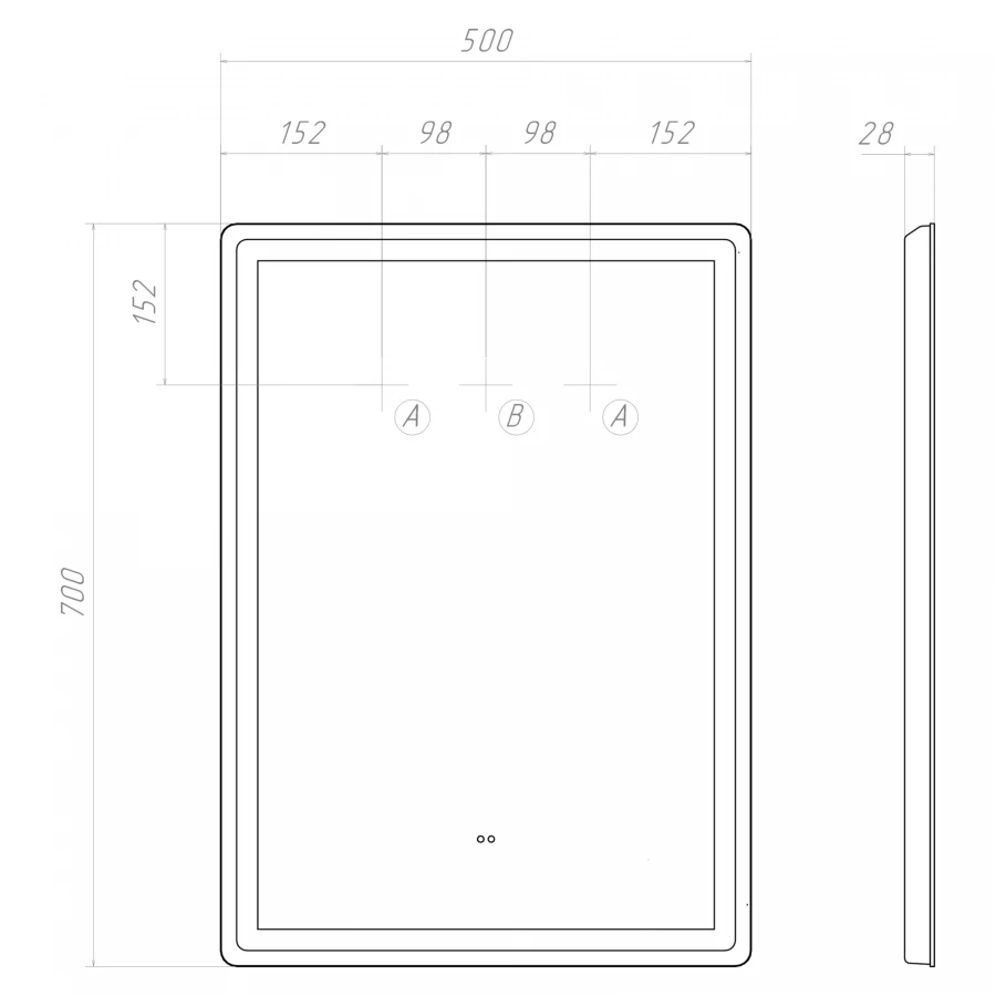 Зеркало Vigo Geometry Classic 500 70 50x70 см