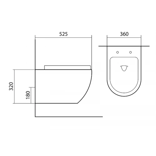Унитаз подвесной безободковый Aquatek Европа тонкое сиденье с механизмом плавного закрывания крепеж цвет матовый черный AQ1901-MB 52,5х36х32 см