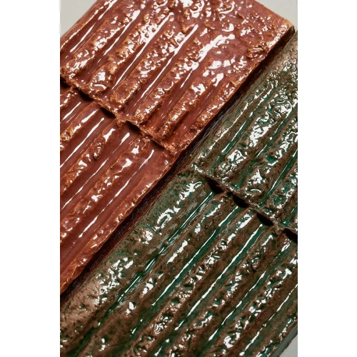 Плитка настенная Mutina Схамотте Куадра Верде / Chamotte Quadra Verde глянцевая зеленая PUCQ06 21,3x7,2 см