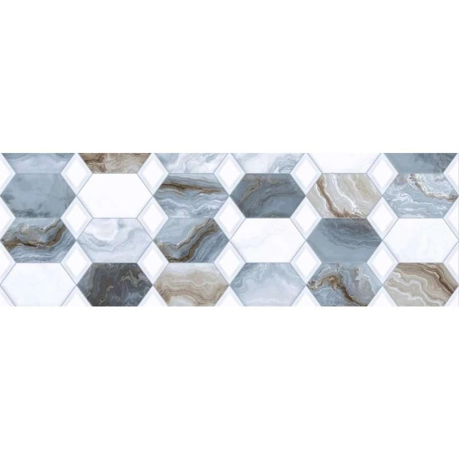 Плитка настенная Primavera Hypnose Aqua Decor 05 Glossy глянцевая голубая DG18-05 90х30 см