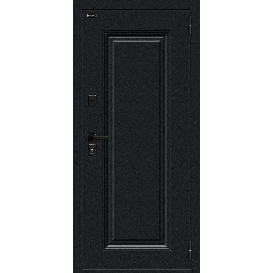 Входная дверь Bravo Thermo Флэш МФ/SBlack 205x96 Букле черное/White Silk правое открывание
