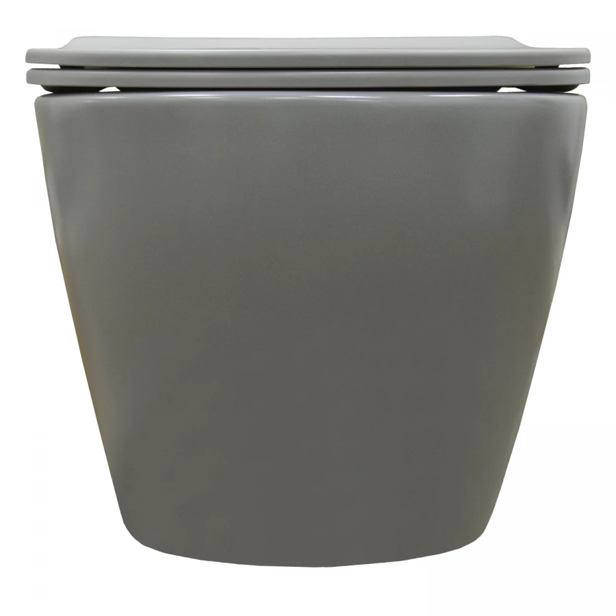 Унитаз подвесной Azario Grado безободковый с быстросъемным сидением микролифт серый матовый AZ-0046 SP MDG 37х49х37 см