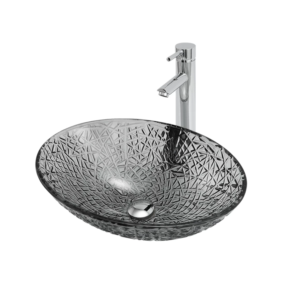 Раковина накладная стеклянная Abber Glas черная AK2303B