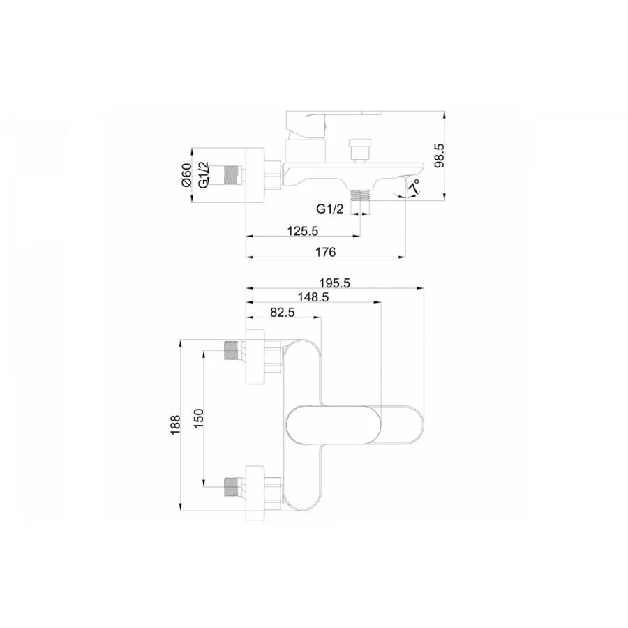 Смеситель Fashun для ванны и душа хром A3285