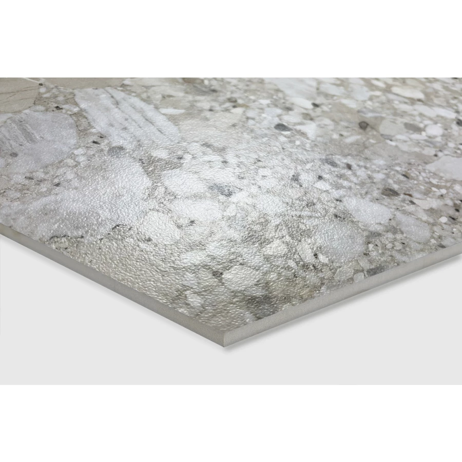 Керамогранит Creanza Gliato Terrazzo Solido матовый с микрогранулами светло-серый SL1001-A 120х60 см