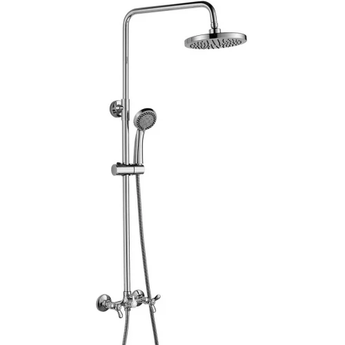 Смеситель Rossinka Q02-45 для душа с регулируемой высотой штанги и лейкой "Тропический дождь" хром