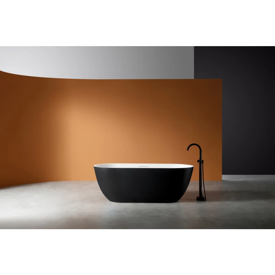 Ванна из искусственного камня Abber Frankfurt черно белая матовая AM9941BW 170х75 см