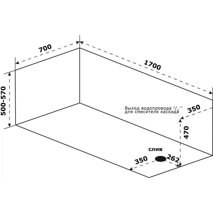 Ванна акриловая Azario Бали БАВ0103 170х70 см