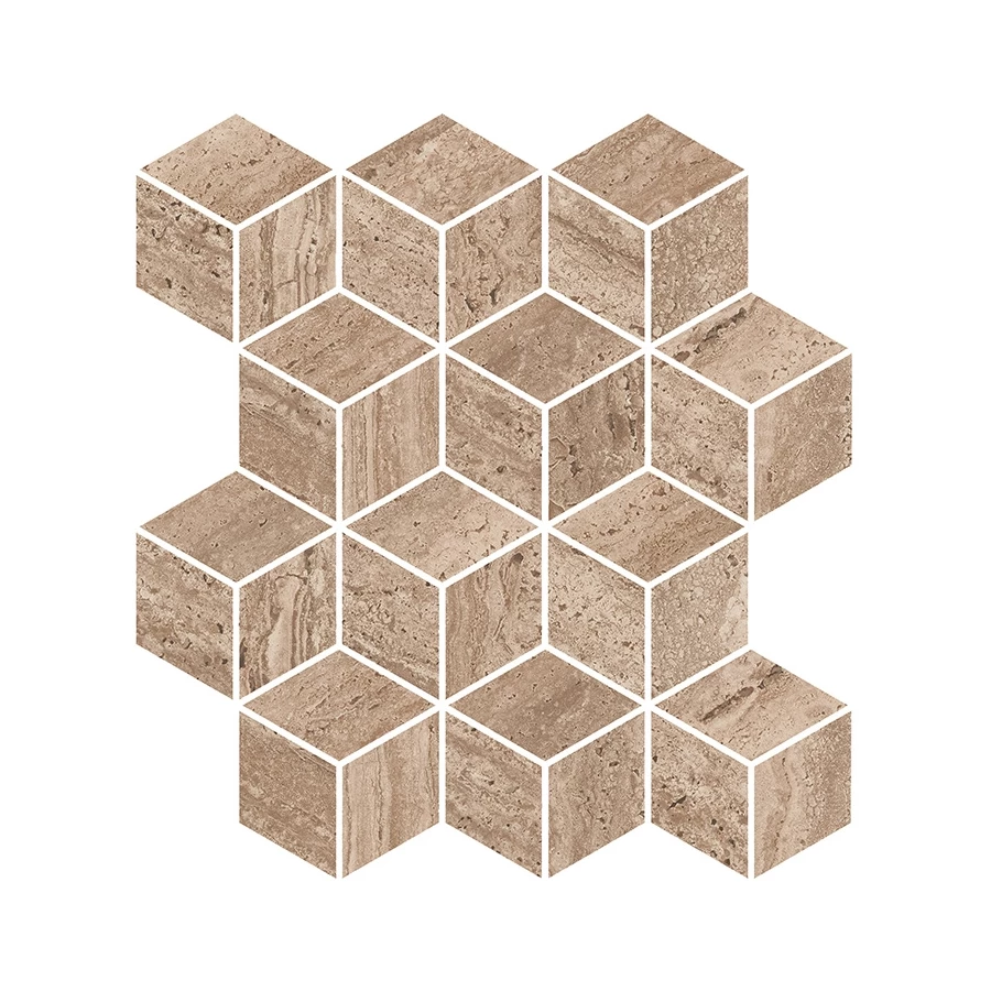 Декор Kerama Marazzi Про Травертин мозаичный обрезной матовый коричневый светлый KMD2MSM018BR 37x34,5 см