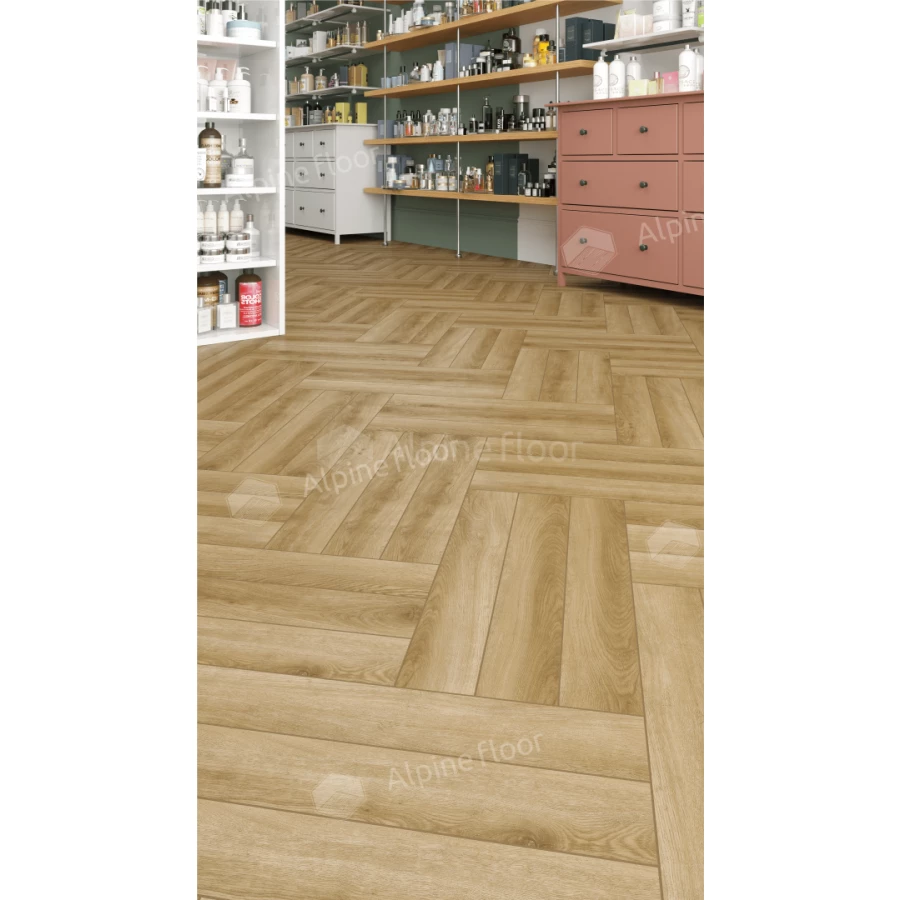 Ламинат Alpine Floor Herringbone Дуб Эльзас LF102-2 33 класс 8 мм 2.2034 кв.м 60.6х10.1 см