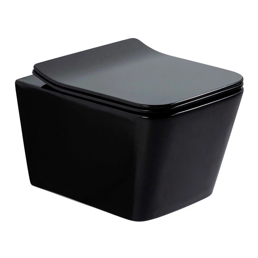 Унитаз Olive`s подвесной черный глянец сиденье дюропласт Porto PR30117DP