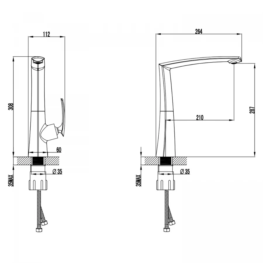 Смеситель для кухонной мойки Azario Reuleaux керамический картридж хром AZ-VMF568296C