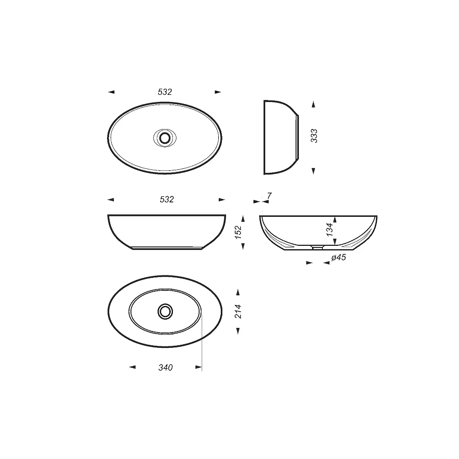 Раковина накладная Sanita Luxe Ringo Slim RNGSLWB01S