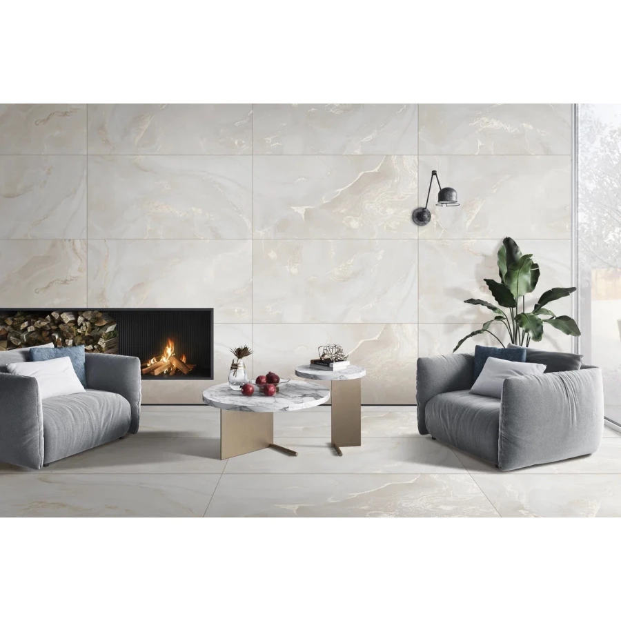 Керамогранит Realistik Elite Onyx Crema Matt Carving матовый кремовый 120x60 см