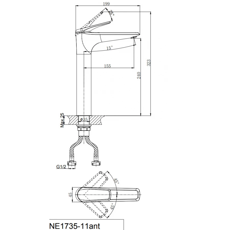 Смеситель одноручный для умывальника Rush Nevis NE1735-11brоnze бронза