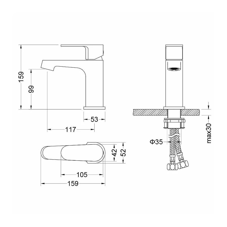 Смеситель Aquatek Оберон для раковины без донного клапана хром AQ1210CR