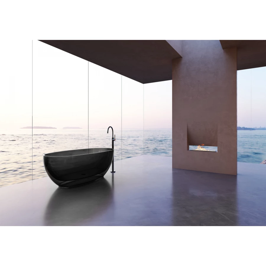 Прозрачная ванна Abber Kristall черная AT9703Onyx 170x75 см