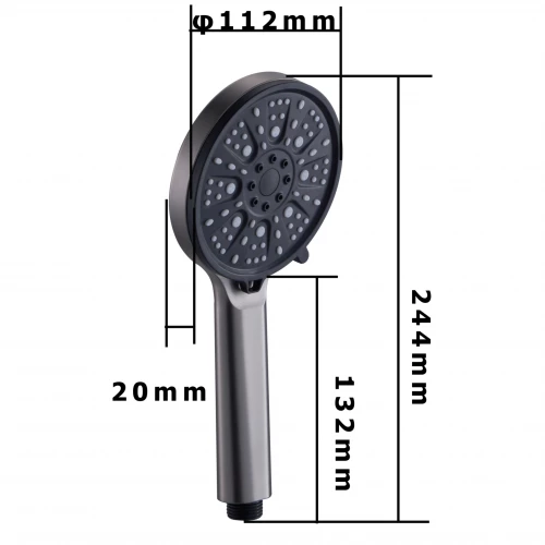 Лейка ручная Fashun душевая круглая графит серый A019-17