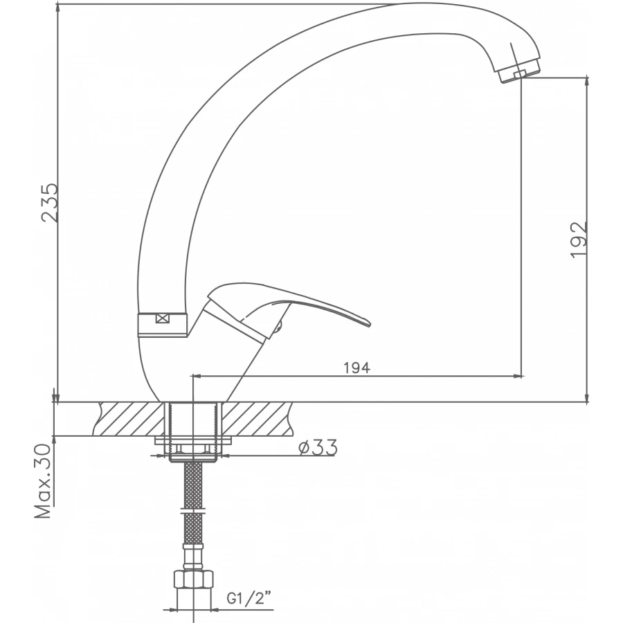 Смеситель Cron для кухни хром CN4137-2