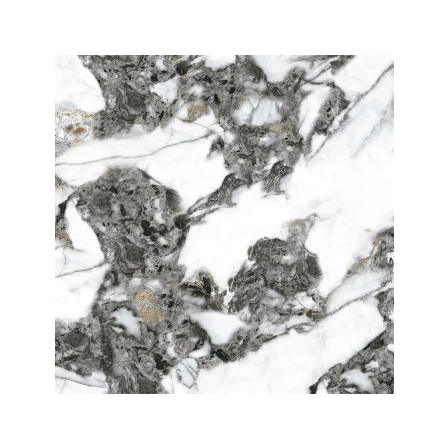 Керамогранит Planet Ceramics UK-888 глянцевый с золотом бело-черный 80х80 см