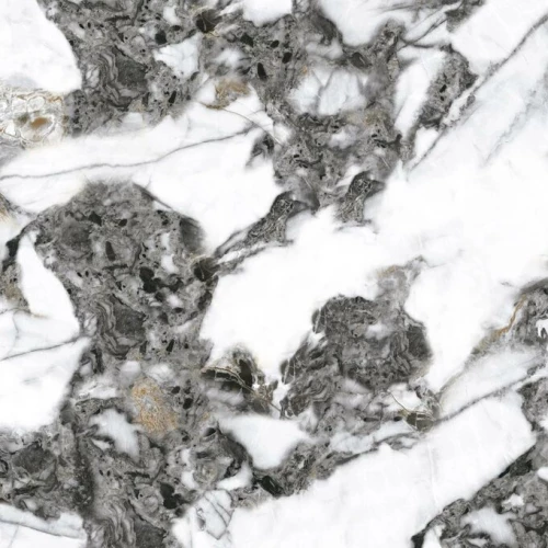 Керамогранит Planet Ceramics UK-888 глянцевый с золотом бело-черный 80х80 см